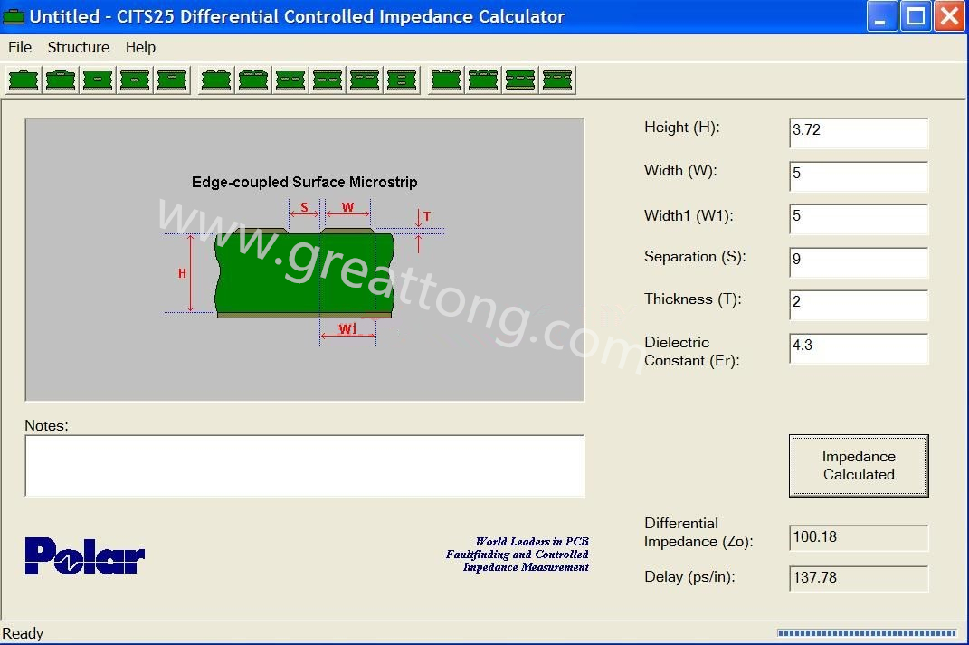 计算差分线阻抗