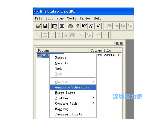 4．右键点击 Serial.EDF 文件，选择 Generate Schamatics：