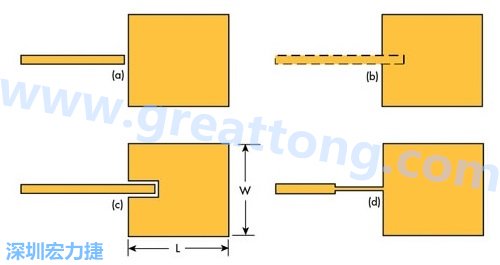 电路板材料的Dk值对于电路尺寸的影响将透过以下表格中的四个例子进行详细描述，其结果并显示对于特定频率的微带贴片天线，其尺寸随着Dk值的增加而缩小。