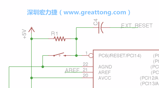 很多PCB设计者的设计不符合人体工学，他们使用很小的按钮、不方便的元件配置和难以解读的标签，千万不要变成这样！这次我们的设计有一个大小合适的重置按钮（reset button）和可以清楚辨认是否已经接上电源的LED指示灯。