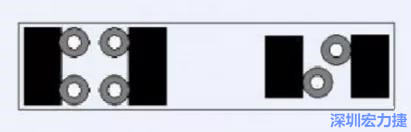 对于大尺寸的电容，比如板级滤波所用的钽电容，推荐用图中的安装方法