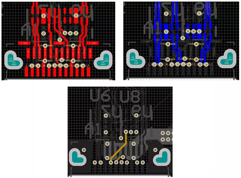 对SBU，USB2和CC1/2等信号做以下布线处理