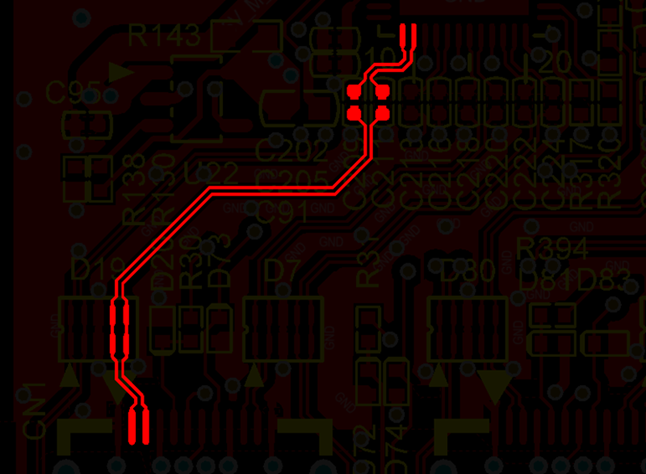 差分线尽量走等长线、等距，避免时序偏差及共模干扰