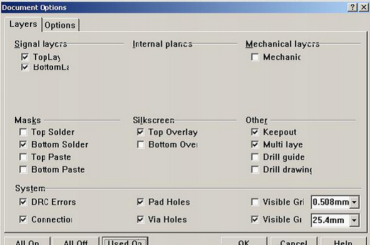 按“L”打开层设置窗口，打开各层图形进行初步检查，看文件有无设计上的问题或有无特殊的、在处理文件时需特别留意之处