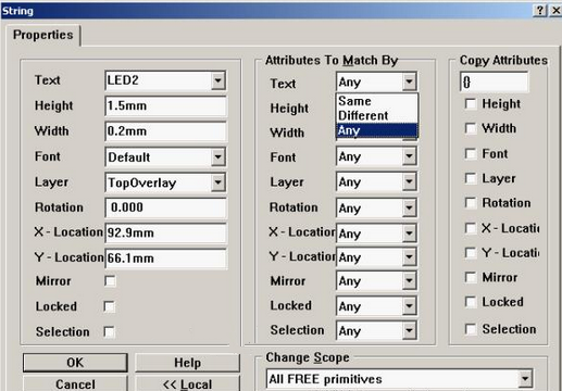4. 可对字符和阻焊进行适当的调整，以方便处理文件和提高效率，字符可以通过Global过滤器设置条件进行快速调整不同格式的字符